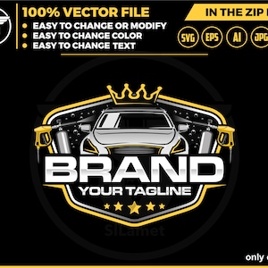 Car Wash King Logo Template: Automotive Detailing SVG, EPS, PNG (Digital Download)