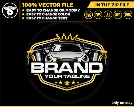 Car wash king logo template - car wash logo - car wash svg - cleaning car logo - automotive - detailing