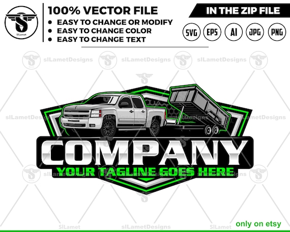 Pickup & Dump Trailer Logo - Pickup Truck Trailer Logo Template -Hauling Equipment Branding - dump trailer logo - Silverado 3500 HD 2008