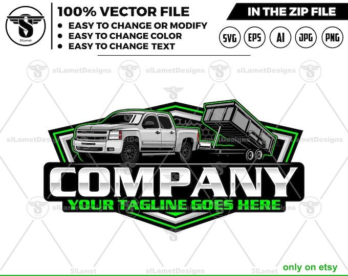 Pickup & Dump Trailer Logo - Pickup Truck Trailer Logo Template -Hauling Equipment Branding - dump trailer logo - Silverado 3500 HD 2008