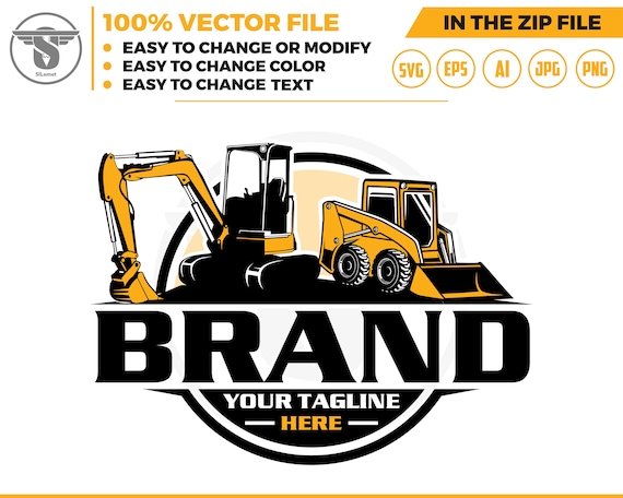 skid steer and mini excavator logo svg, skid steer Bulldozer logo, skid steer SVG, Wheel Loader Svg, skid steer excavator,mini excavator svg