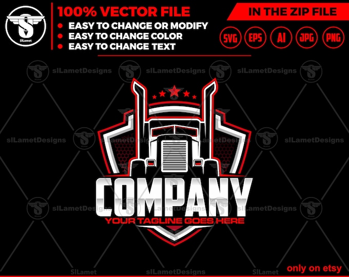 trucking logo -  semi truck logo - big rig logo