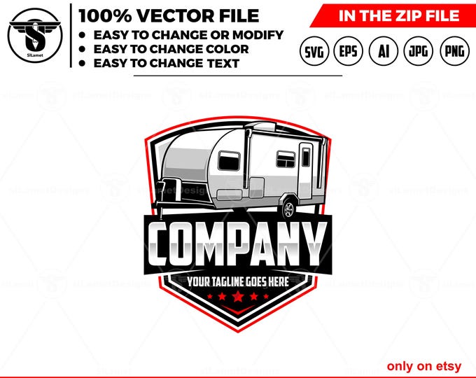 RV Trailer Logo Design: travel trailer, small campers, Fifth Wheel svg