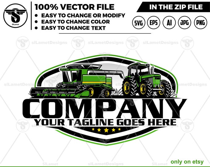 combine harvester and tractor logo -  Farms logo - grain tractor -  combine new holland logo - John Deere 9610