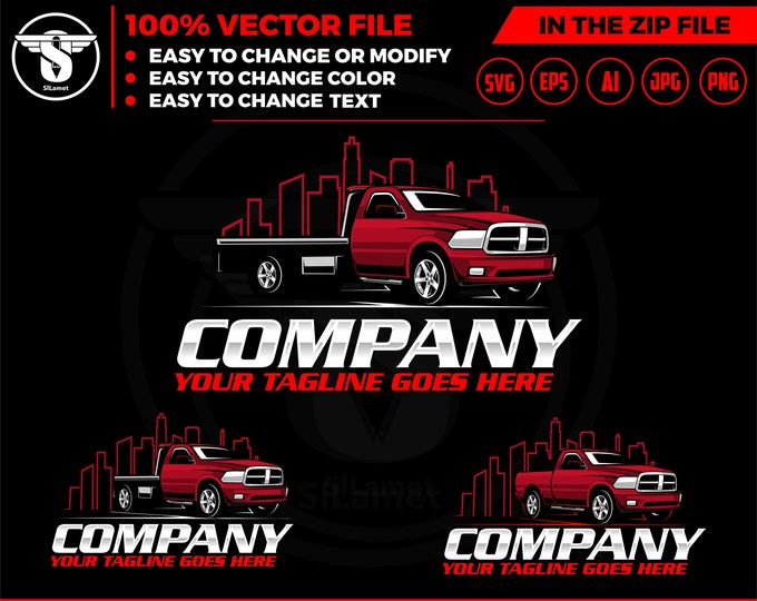 tow truck flat bed and city logo, towing truck city logo, towing logo template, towing chain svg, tow truck logo, towing service logo