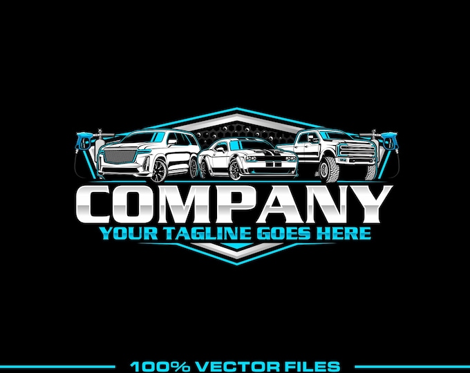Vehicle Wash Logo: Fully Editable, Auto Detailing, Car Cleaning Vector Design
