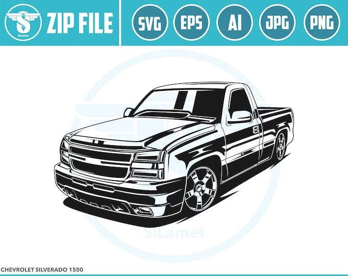CHEVROLET SILVERADO 1500 SVG, pickup truck, pickup truck Logo pickup truck svg, pickup truck tshirt silhouette svg Vector Cricut Cut Cutting