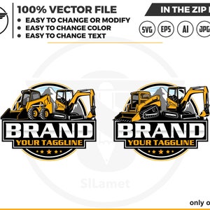 Skid Steer & Excavator Logo: Construction Vehicle SVG (Digital Download)