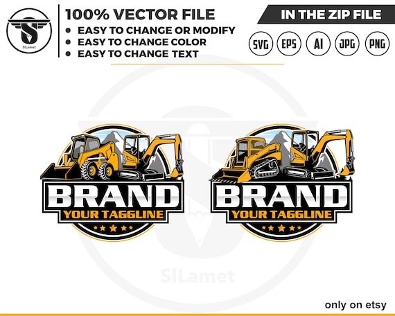 skid steer and mini excavator logo svg, skid steer Bulldozer logo, skid steer SVG, Wheel Loader Svg, skid steer excavator,mini excavator svg
