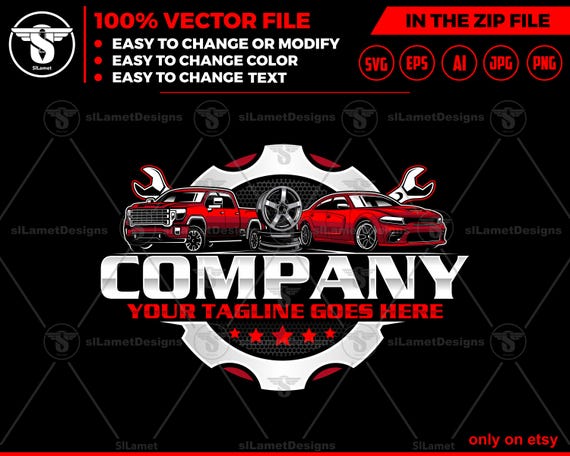 Car Service Logo - Car Repair Logo - Tire Repair Logo - Auto Garage Logo - Vehicle Maintenance Design