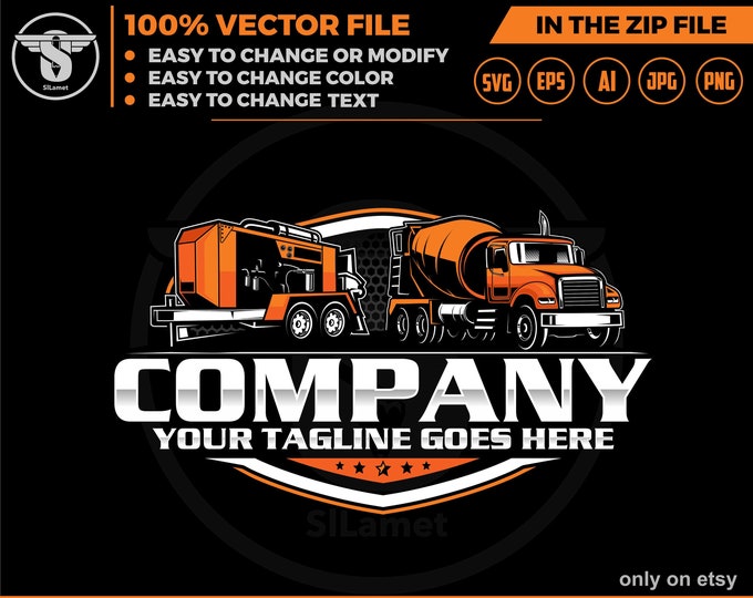 Concrete pump and truck mixer logo,pumping logo,pumping svg, concrete pump truck logo,concrete truck logo,Beton truck logo