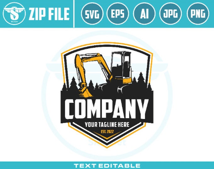 mini excavator LOGO, mini excavator, excavator svg, excavator silhouette, digger svg, construction svg, heavy equipment logo , digging