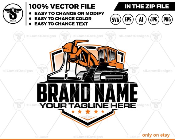 plow machine logo - construction plow machine logo - Heavy Equipment logo - field drainage tile plow machine
