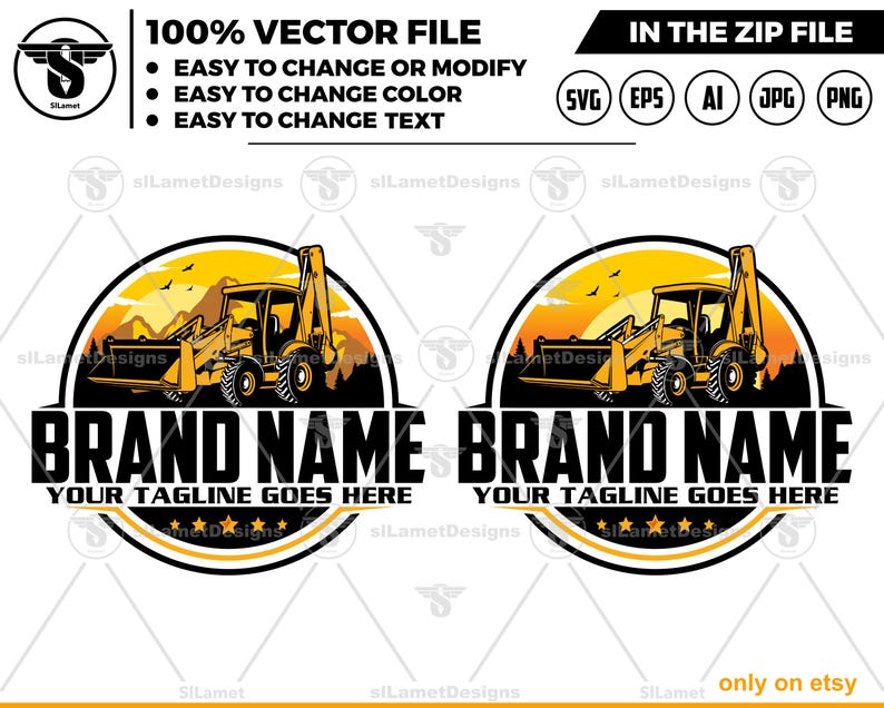 Backhoe Loader Logo - Construction Equipment Logo Template - Digital ...