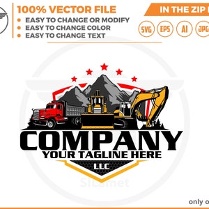 logo di veicoli per attrezzature - logo di attrezzature pesanti - Bulldozer svg - autocarro con cassone ribaltabile - escavatore