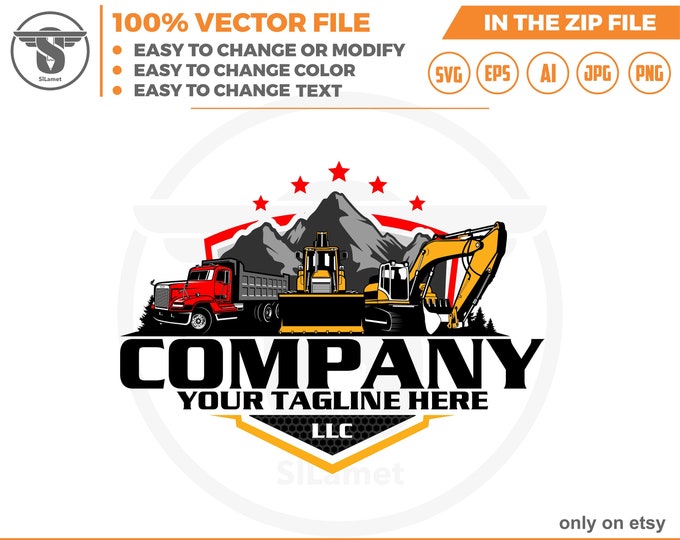 equipment vehicles logo - heavy equipment logo - Bulldozer svg - dump truck - excavator