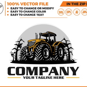 Tractor Farm Logo Template - farm logo- tractor logo - farming tractor logo,