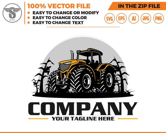 Tractor Farm Logo Template - farm logo- tractor logo - farming tractor logo,