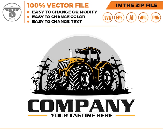 Tractor Farm Logo Template - farm logo- tractor logo - farming tractor logo,