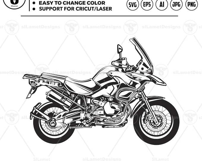 BMW GS 1200 SVG: Motorcycle Silhouette, Cricut Ready (Digital Download)
