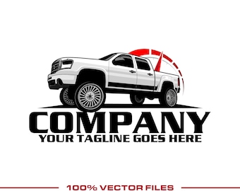 Pickup Truck Logo: Fully Editable, Diesel Performance Shop Garage Vector Design