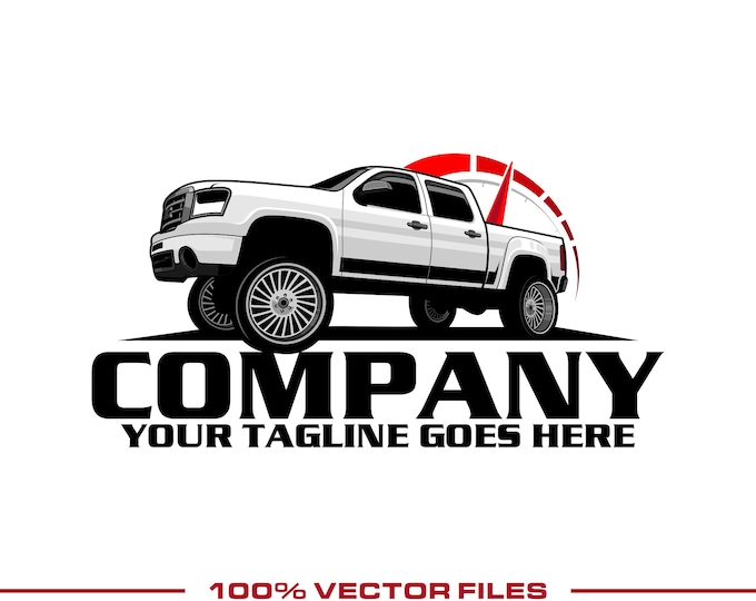 Pickup Truck Logo: Fully Editable, Diesel Performance Shop Garage Vector Design
