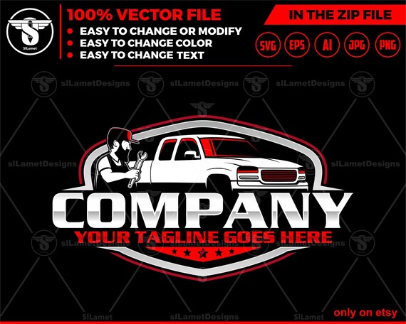 pickup repair logo, pickup truck svg, car repair Logo, pickup truck outline, pickup silhouette, pickup truck service