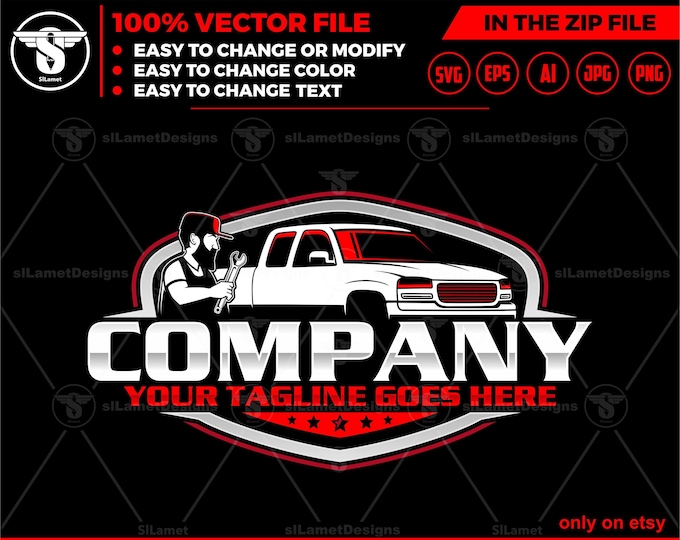 pickup repair logo, pickup truck svg, car repair Logo, pickup truck outline, pickup silhouette, pickup truck service