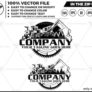 Logging Equipment Logo: Heavy Machines SVG, PNG, EPS (Digital Download)