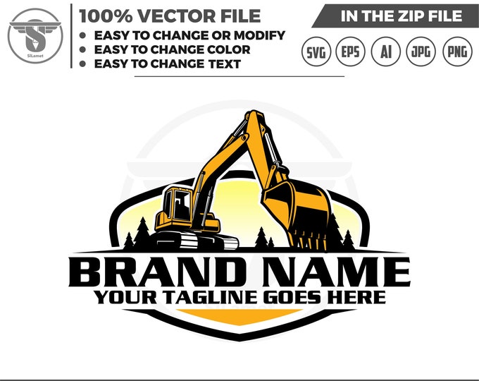 Excavator logo svg, Excavator Clipart, Excavator svg, Excavator png, Heavy Equipment svg, Construction Logo svg SVG file