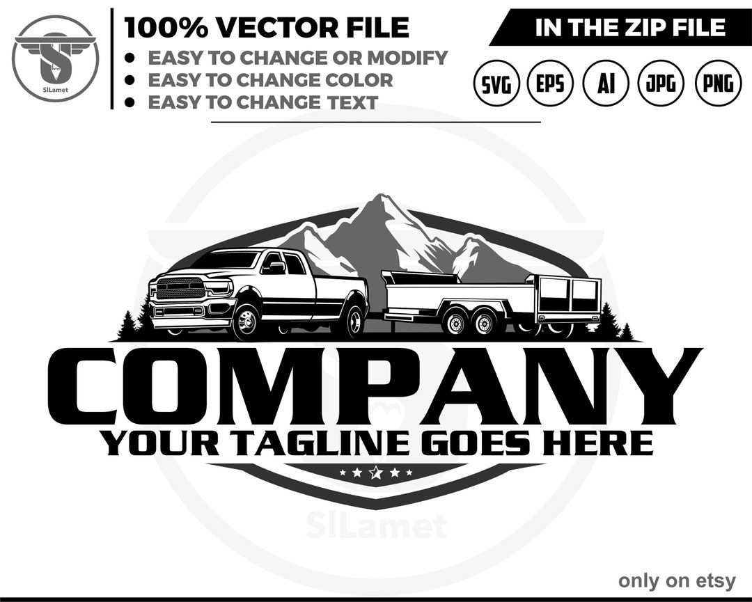 Pickup Dump Trailer Mountains, Hills , Dump Trailer Logo, Pickup Svg
