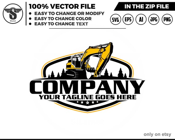 excavator logo template - bucket excavator svg - construction logo - digging logo - earth digging logo - excavator svg