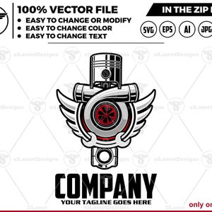 turbo, wrench, piston logo - turbo logo - Turbo Power logo - Turbo Charger - Engine Car Svg - car service logo -  car repair logo