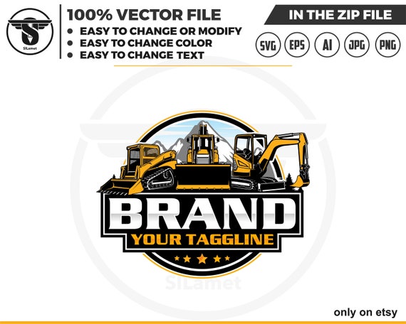 skid steer, Bulldozer and mini excavator logo svg, skid steer Bulldozer logo, skid steer SVG, Wheel Loader Svg