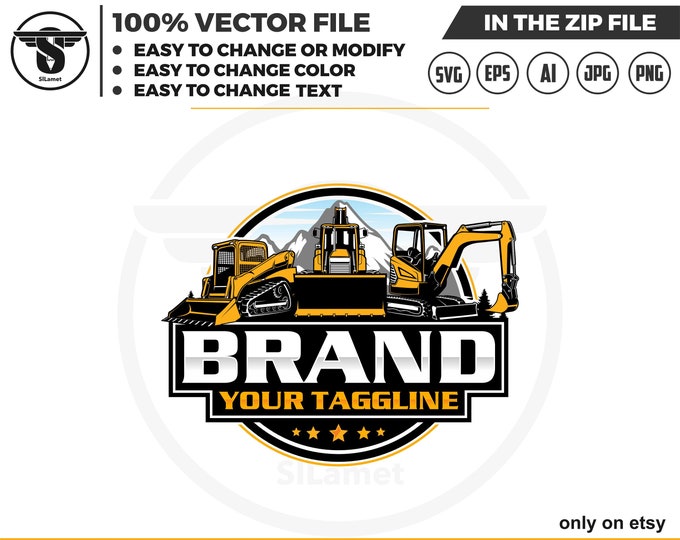 skid steer, Bulldozer and mini excavator logo svg, skid steer Bulldozer logo, skid steer SVG, Wheel Loader Svg