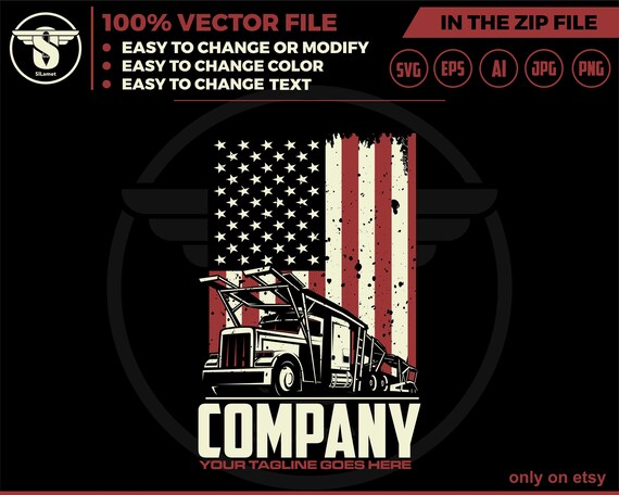 america car carrier logo - car transport trailer truck logo - delivery truck logo