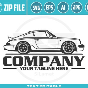 classic car logo - vintage car logo - line art car logo - automotive logo