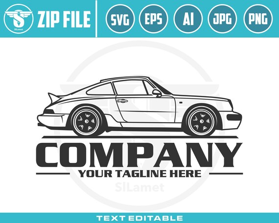 classic car logo - vintage car logo - line art car logo - automotive logo