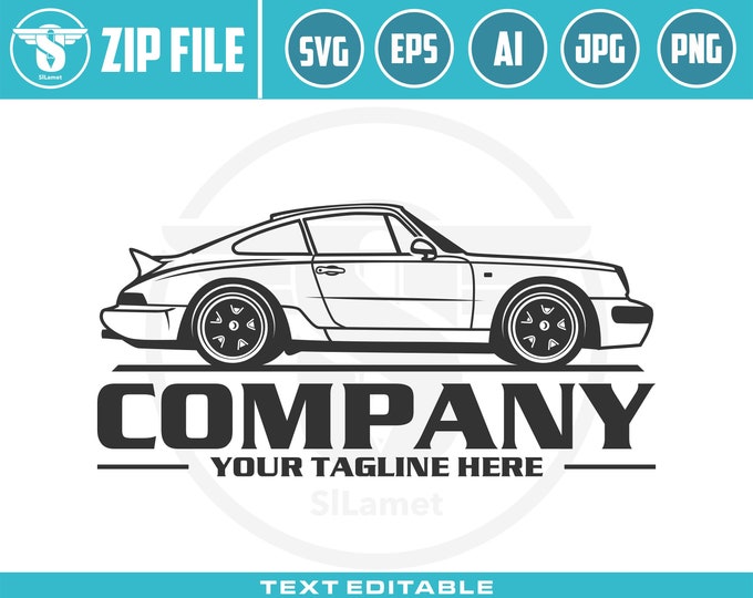 classic car logo - vintage car logo - line art car logo - automotive logo