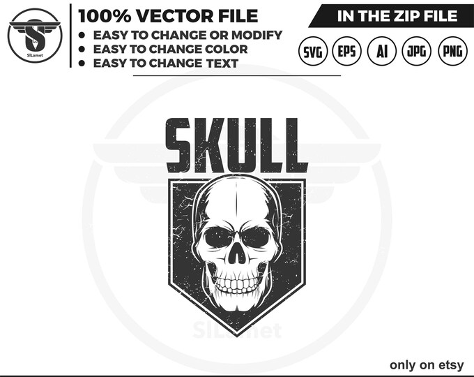 Skull Logo SVG: T-Shirt Vector Graphic (Digital Download)