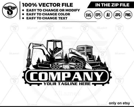 skid steer and mini excavator log logo skid steer Bulldozer logo, skid steer SVG, skid steer excavator,mini excavator svg , logging
