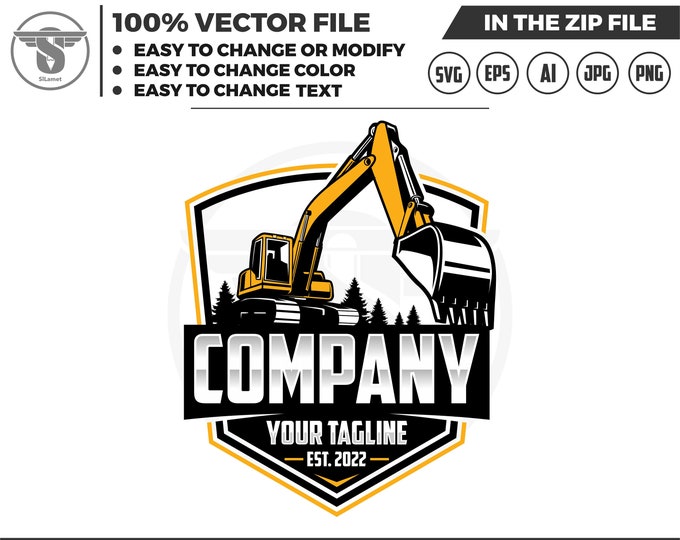 Excavator logo svg - Excavator Clipart - Excavator svg - Excavator png - Heavy Equipment logo - Construction Logo svg SVG file