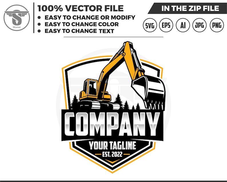 Excavator Logo Svg Excavator Clipart Excavator Svg Etsy