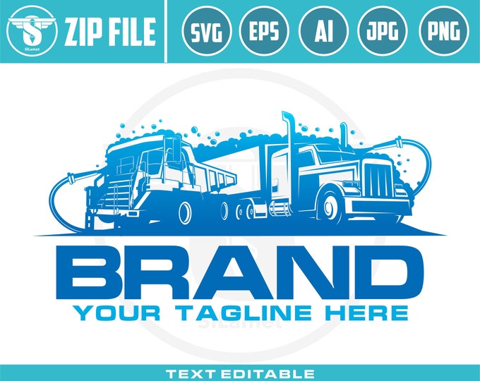 truck triler wash logo svg, semi truck wash logo, svg truck wash logo svg, truck cleaning logo, truck cleaning services logo, auto wash logo