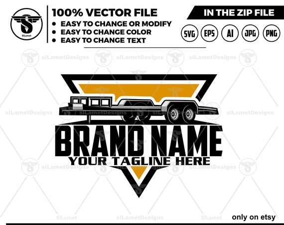 Car Hauling Trailer Logo - Bumper Pull Logo - Car Haulers Logo - flatbed trailer logo - flat bed trailer rental logo- Bumper Pull Car Hauler