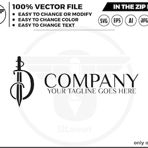 logotipo inicial da espada D - texto logotipo D - fonte logotipo D - logotipo da espada D