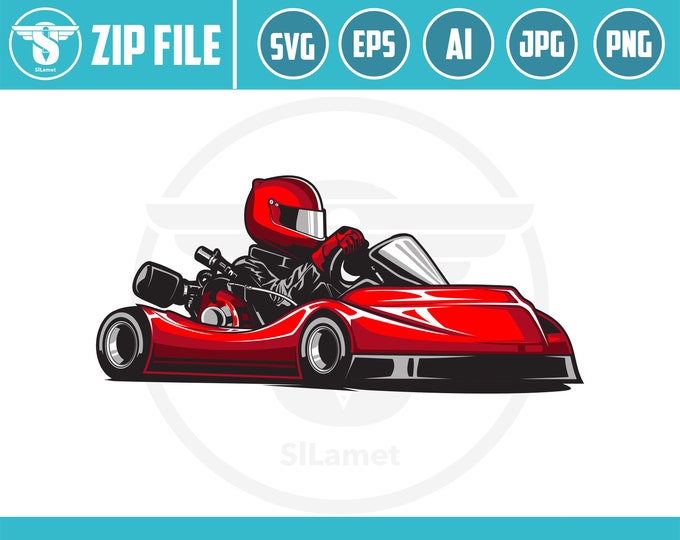 Racer logo, Go Kart SVG, Go Kart logo, Go Kart Racing , GoKart Racer, karting, svg printable Vinyl/ Sticker, Cut Files for Cricut, Vector