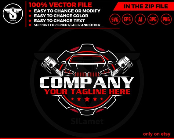 pistons car logo - car service logo - car repair logo template