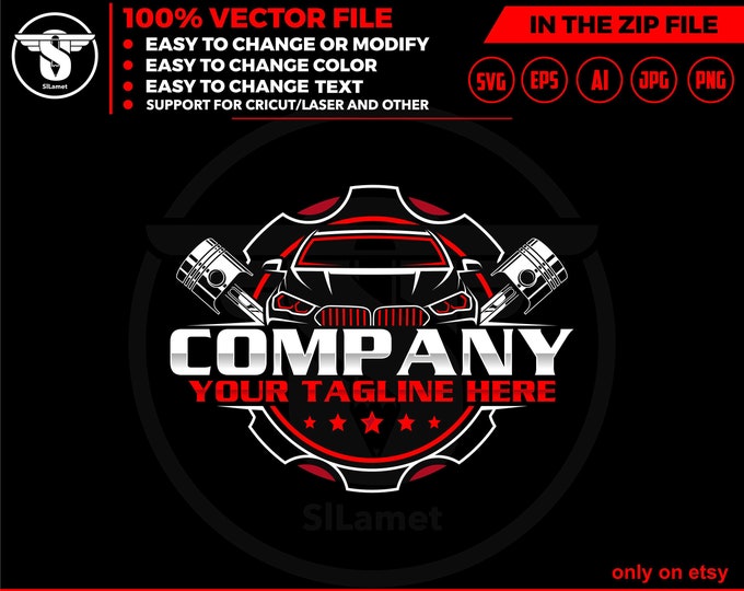 pistons car logo - car service logo - car repair logo template