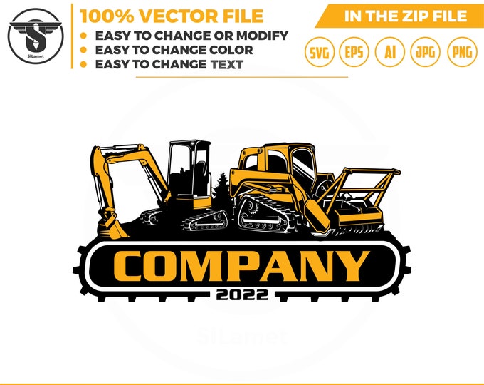 mini excavator and mulching skid steer  - mini excavator and skid steer cuter logo